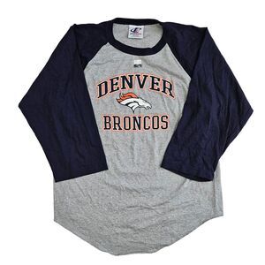 Vintage Denver Broncos (Mens Large) Logo Athletic Long Sleeve‎ Ringer Shirt NFL